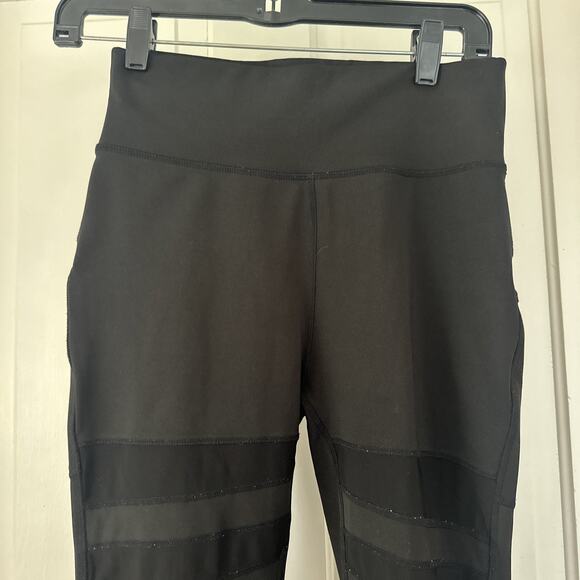 Pop Fit Size Medium Black Ava High Rise w Mesh Insets and stash Pockets Leggings - Picture 2 of 7